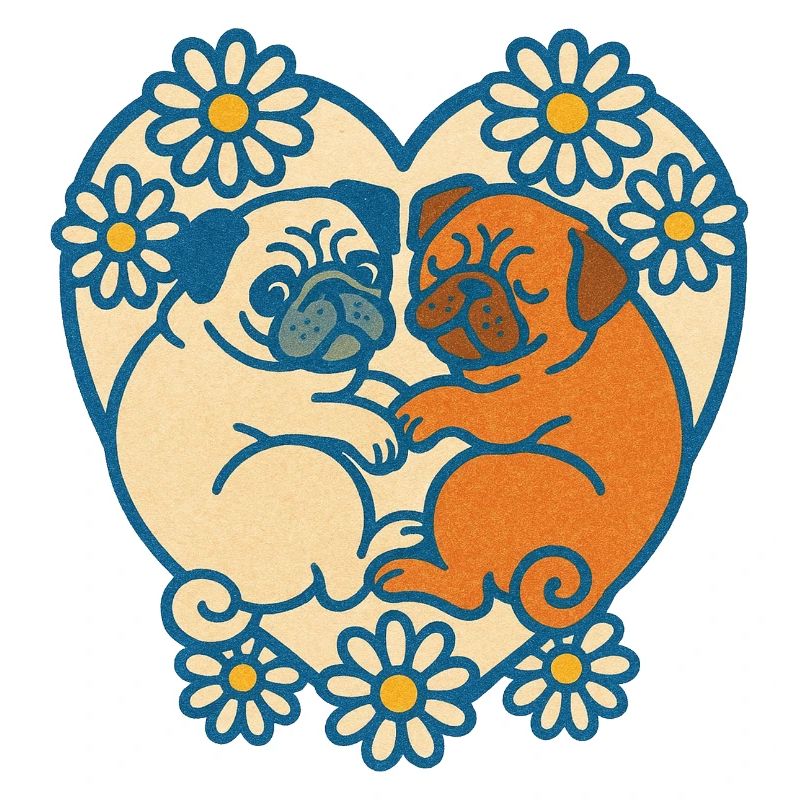 Verspieltes Mops-Paar-Herz-Design