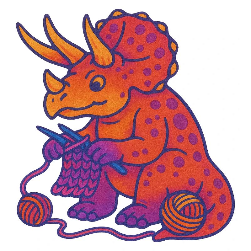 Knit Dino Triceratops Neon Gradient