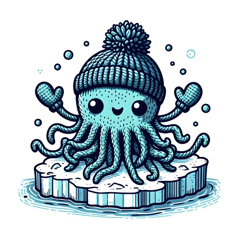 Amigurumi Monster auf einer Eisscholle