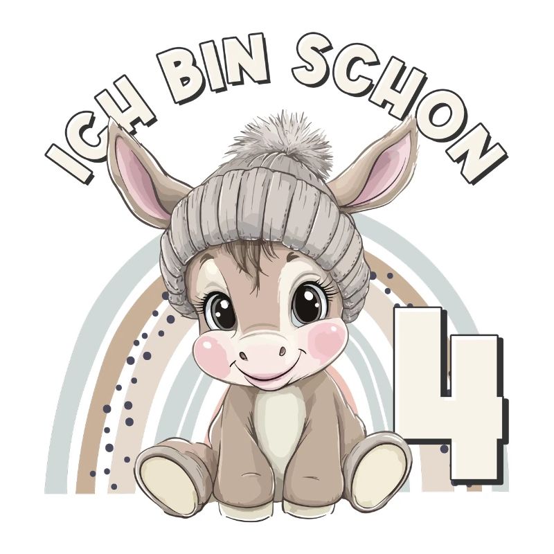 4. Geburtstag Esel Regenbogen Süß Niedlich