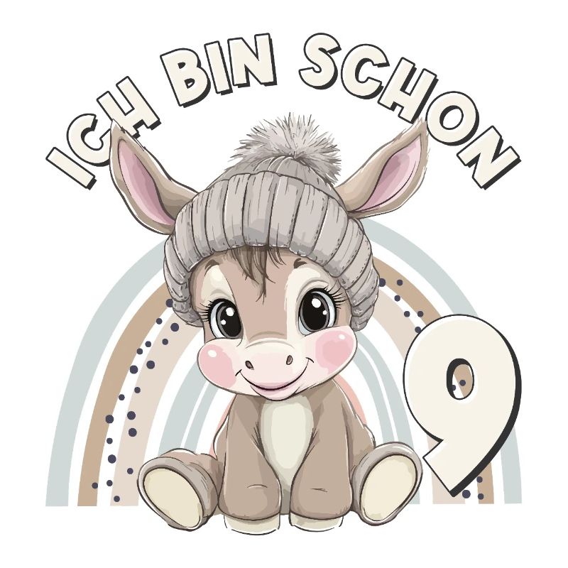 9. Geburtstag Esel Regenbogen Süß Niedlich