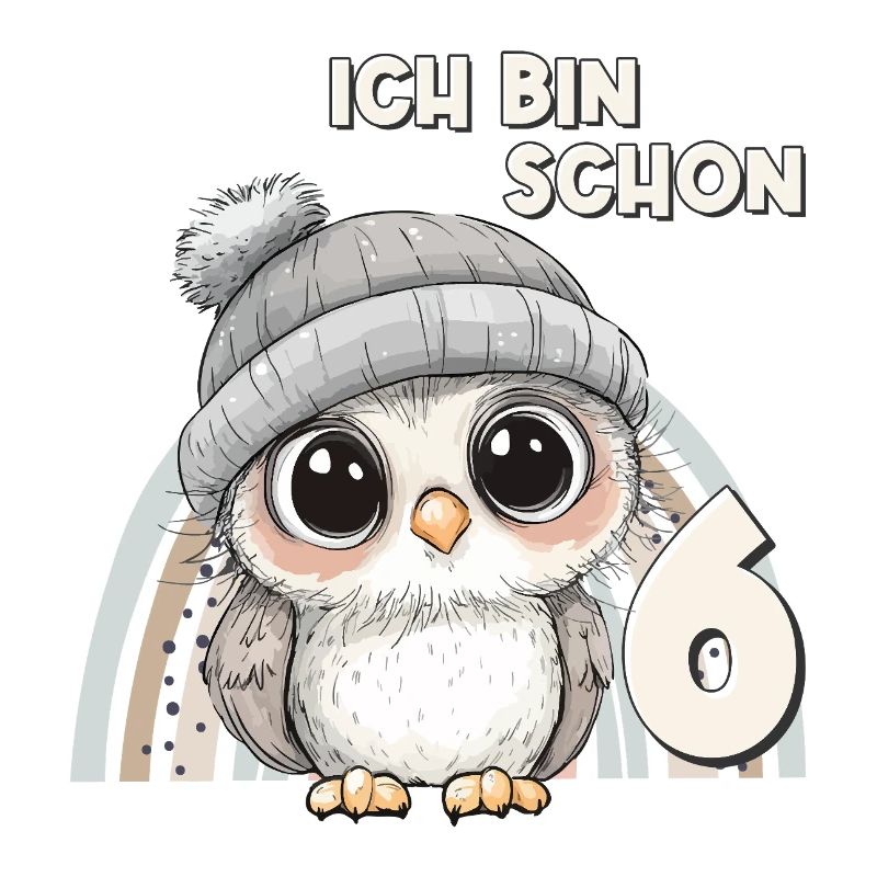 6. Geburtstag Eule Regenbogen Süß Niedlich