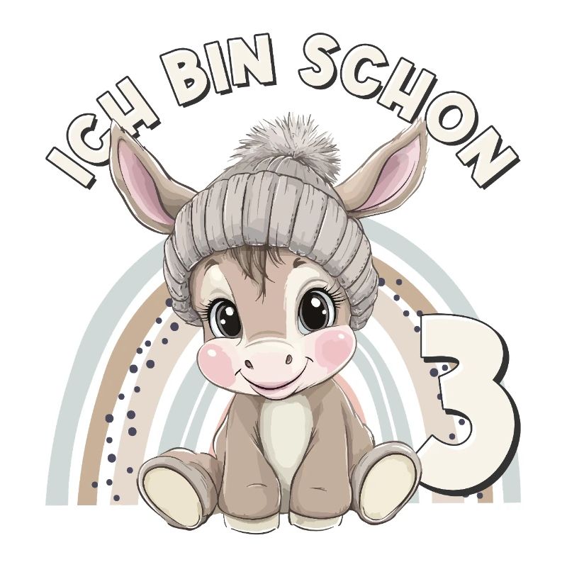 3. Geburtstag Esel Regenbogen Süß Niedlich