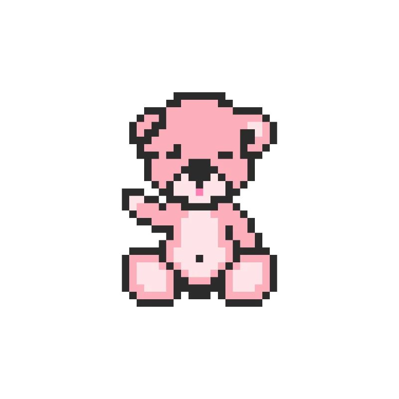 Pixel Bear Pastel Pink