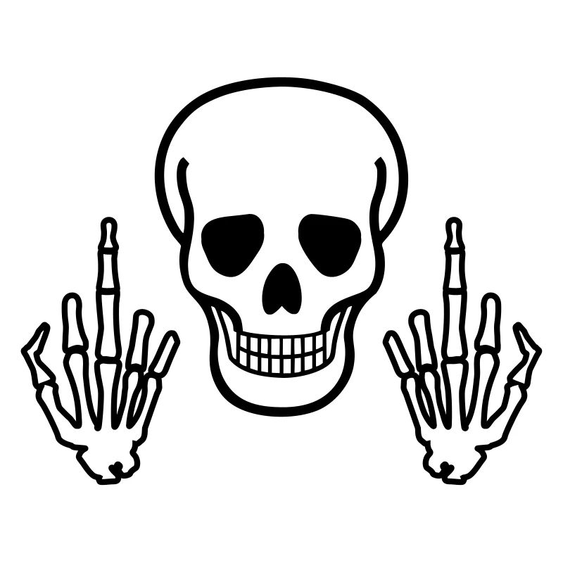 Skull & Middle Finger, 2 coloured