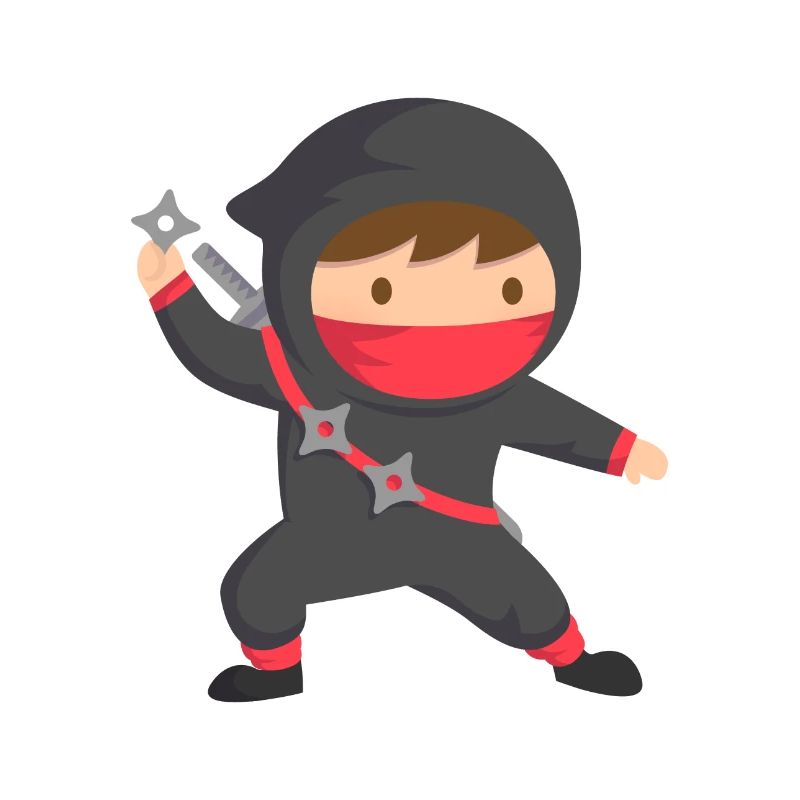 Petit Ninja avec des étoiles ninja et une épée