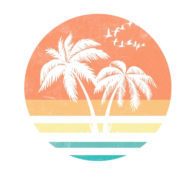 Palm Sunset Retro Circle