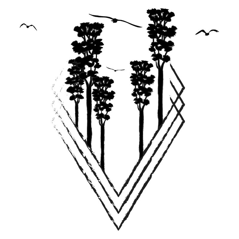 Geometric shape tree birds