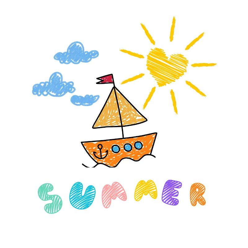 Sommerboot Kinderkunst Stil