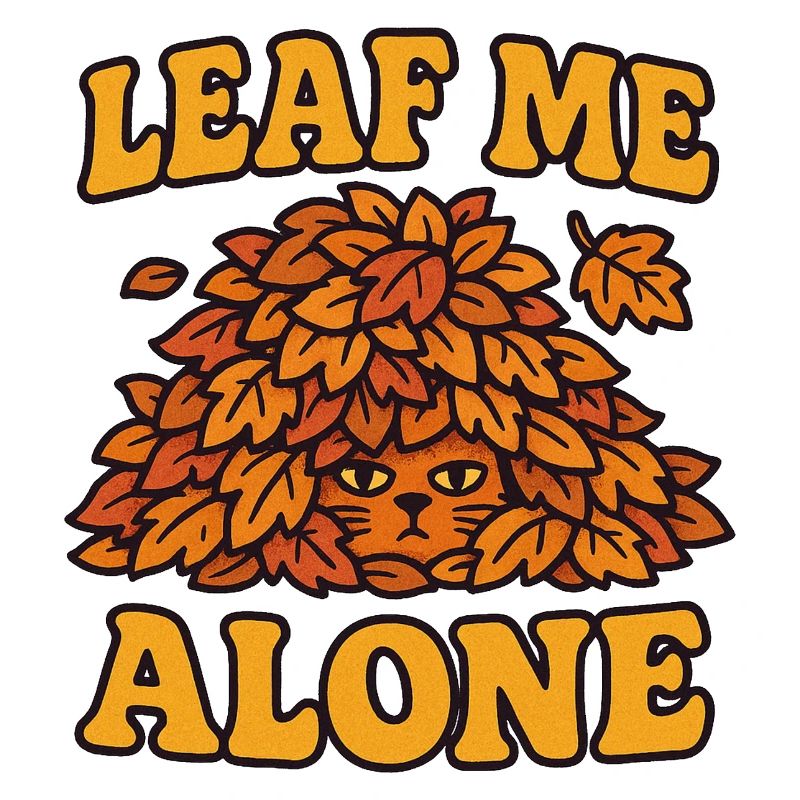 Autumn Tree Leaf Cat Illustration