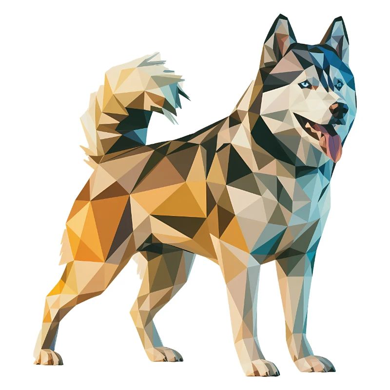 Siberian Husky - Cool Low Poly  Logo