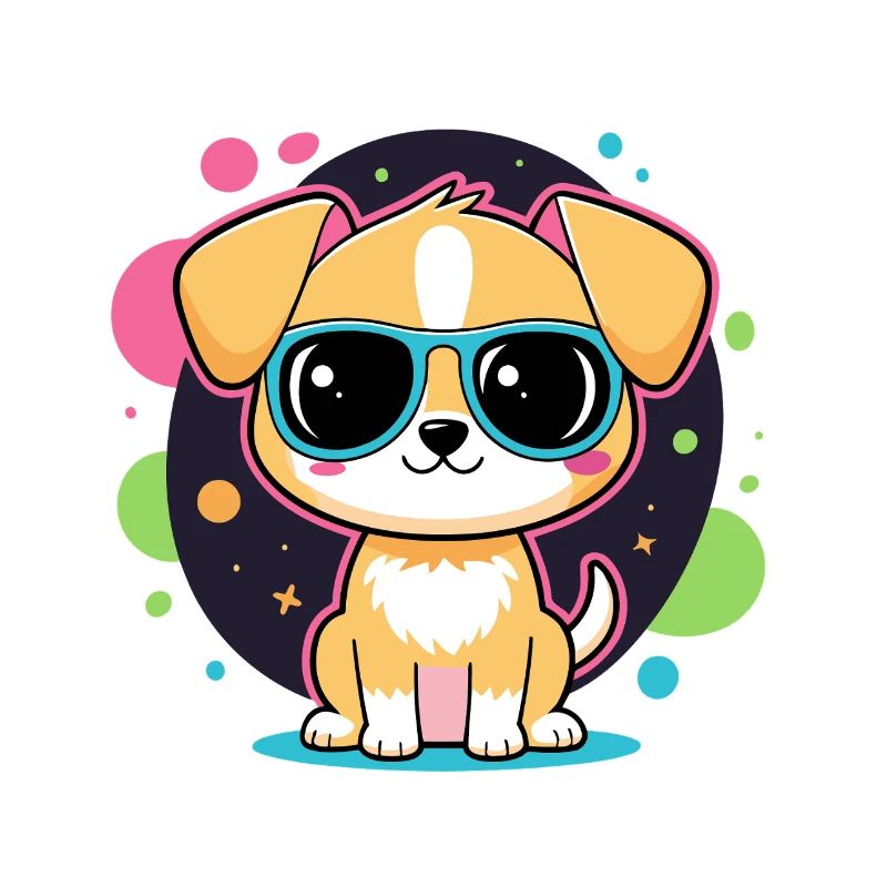 Neon-Welpe mit Brille