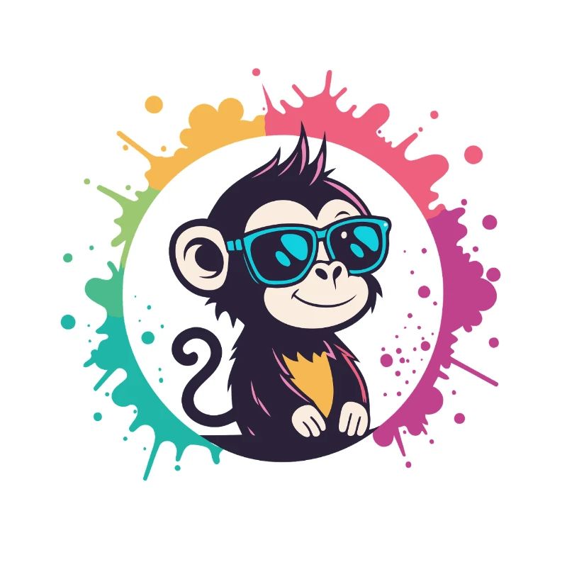 Monkey Splash Circle Blue Glasses