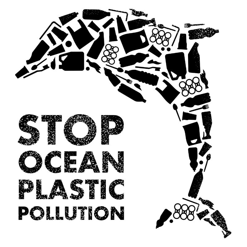 Dauphin noir Stop Ocean Plastic Pollution