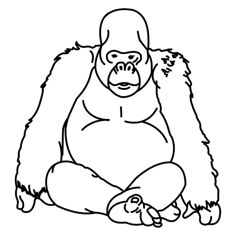 sitzender Gorilla / Menschenaffe als Umriss