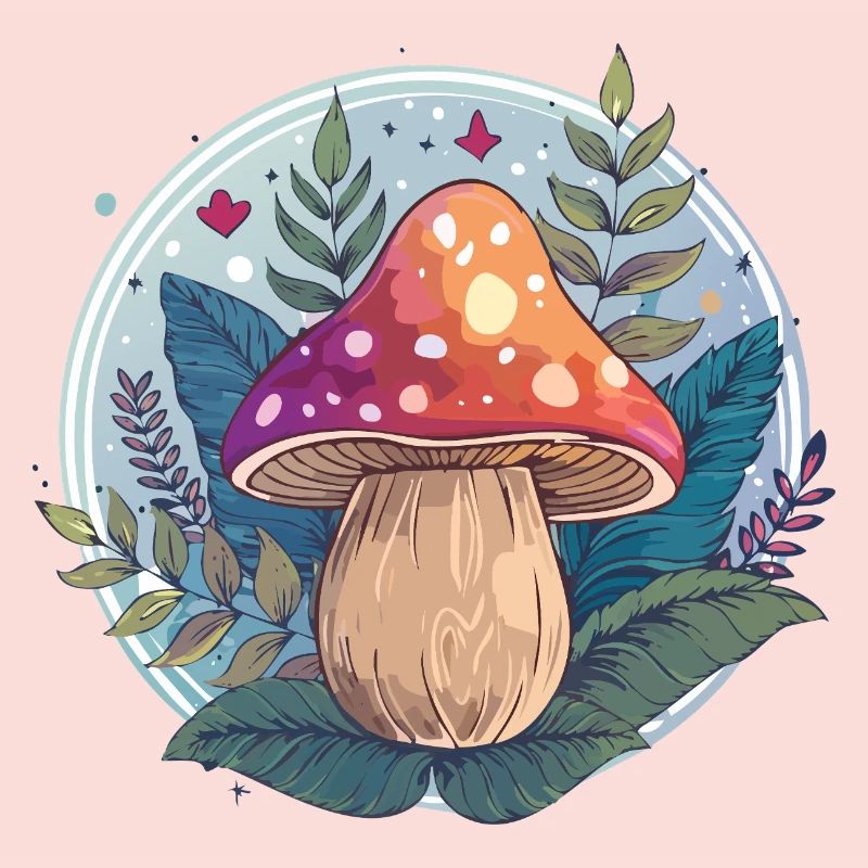Flowers,toadstool,mushroom,forest,illustration