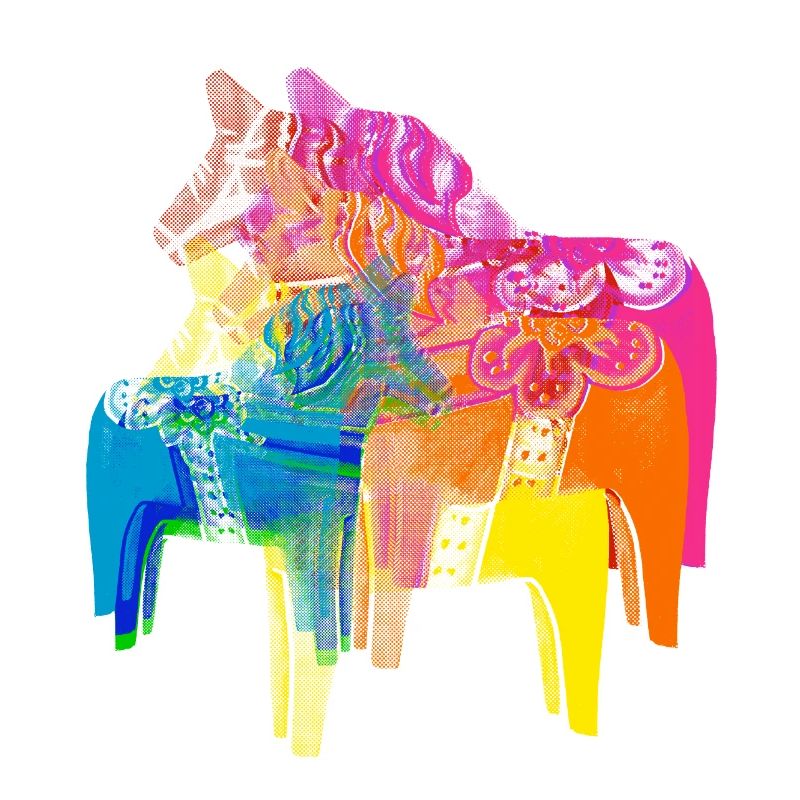 Pop Art Dala Pferde -Weihnachts Pulli Skandi Style