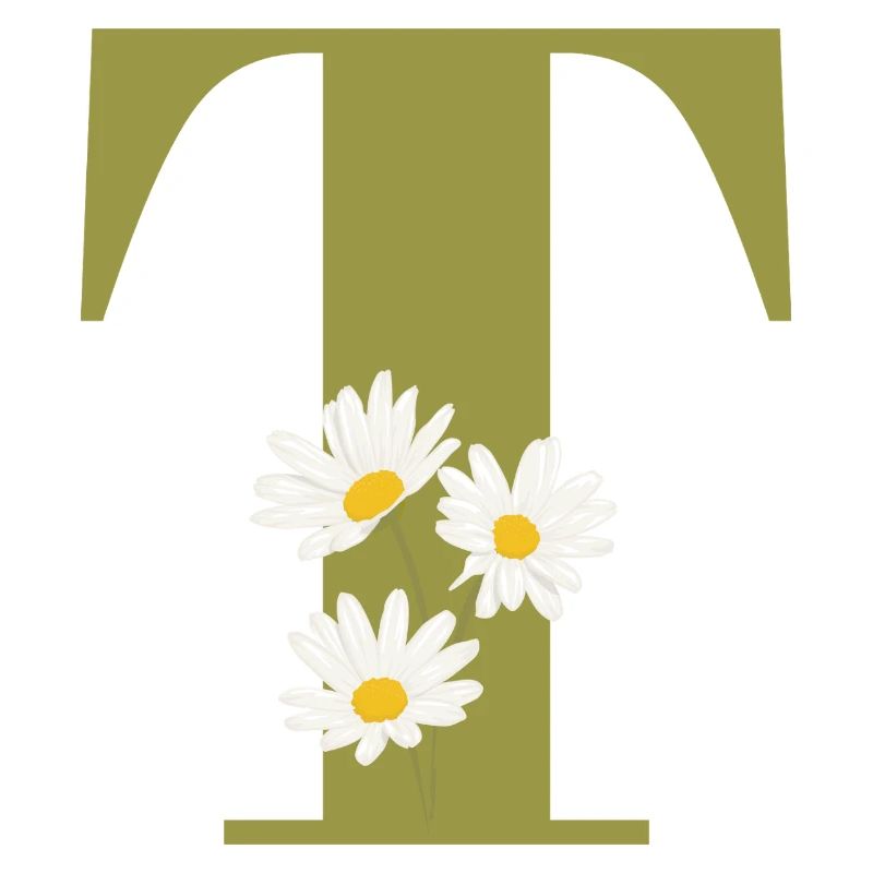 Buchstabe t grüne Gänseblümchen
