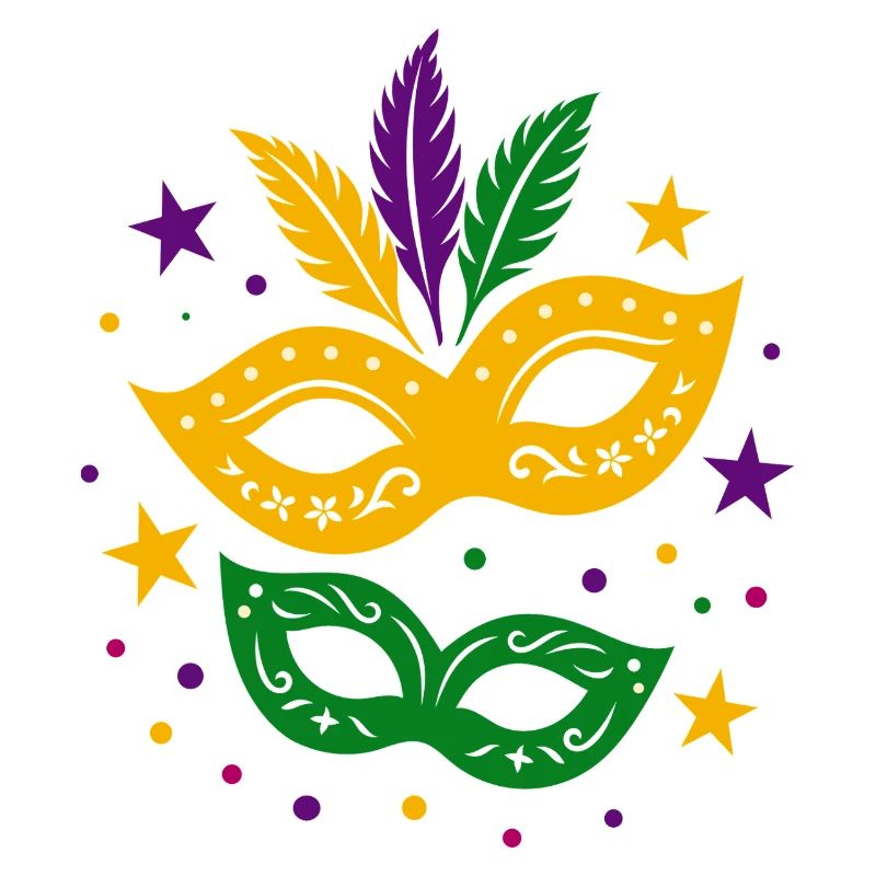 Masques de carnaval avec étoiles et plumes colorées