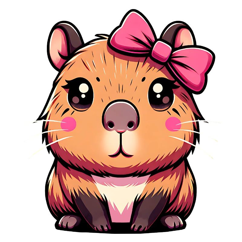 Mignon Capybara Nœud Rose Capybara