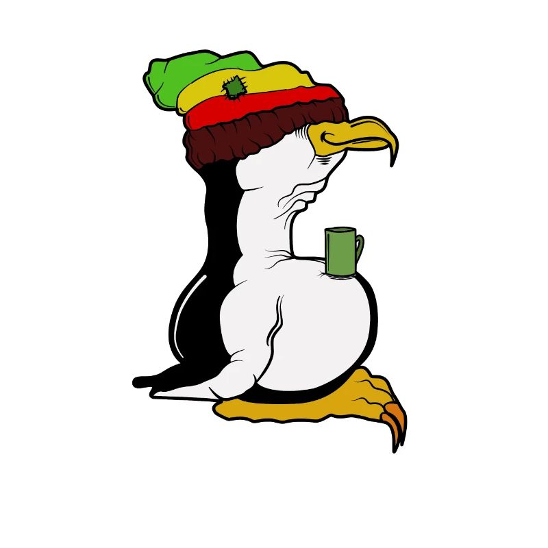 Tux Linux Pingouin Pingouin pause café maniaque Rasta