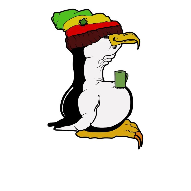 Linux Pinguin Kaffeepause Rasta Informatik PC Nerd