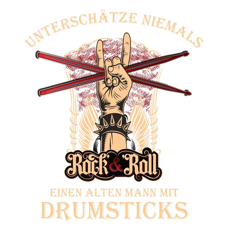 Drummer Schlagzeuger - alter Mann mit Drumsticks
