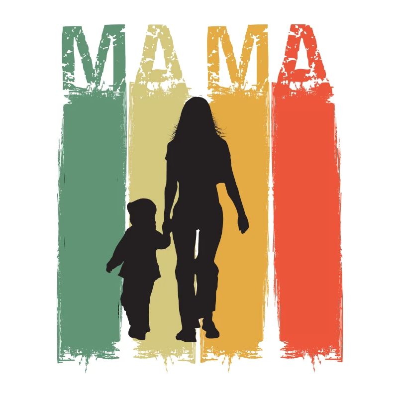 Mama Silhouette im Retrofarben Design Muttertag
