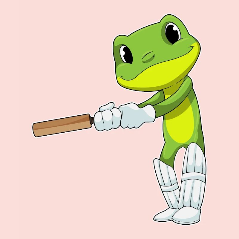 Frosch beim Cricket mit Cricketschläger