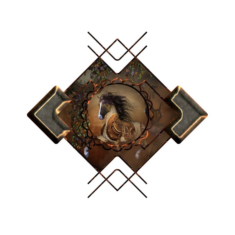 Beau cheval steampunk avec cape et engrenages
