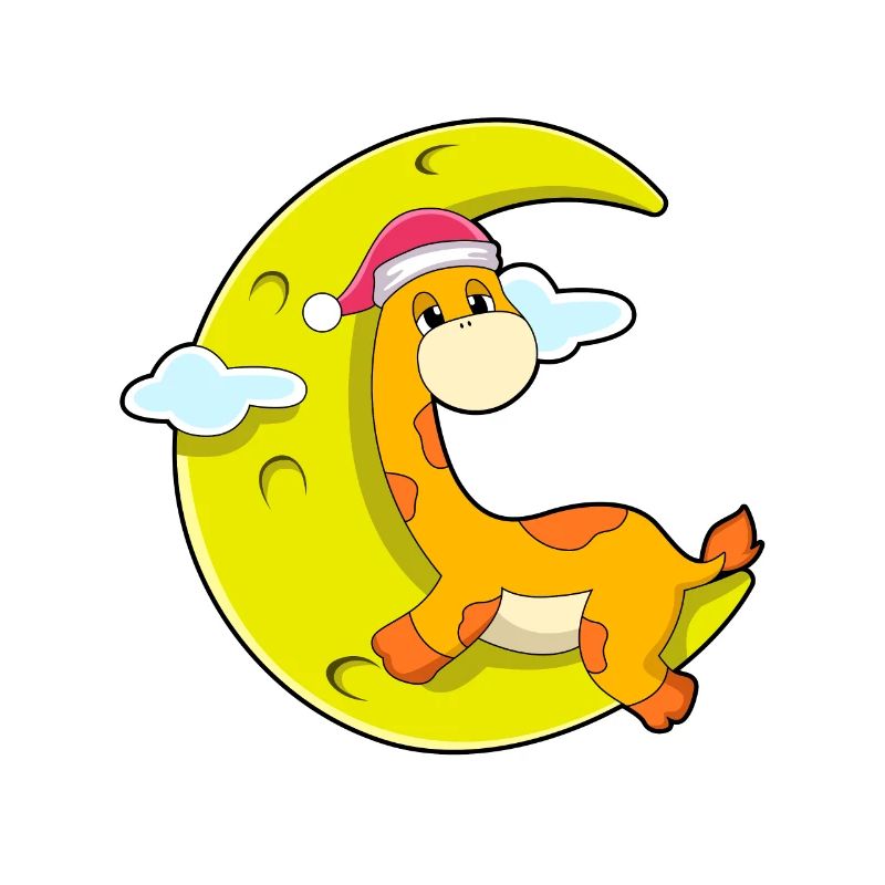 Giraffe sleeping with moon