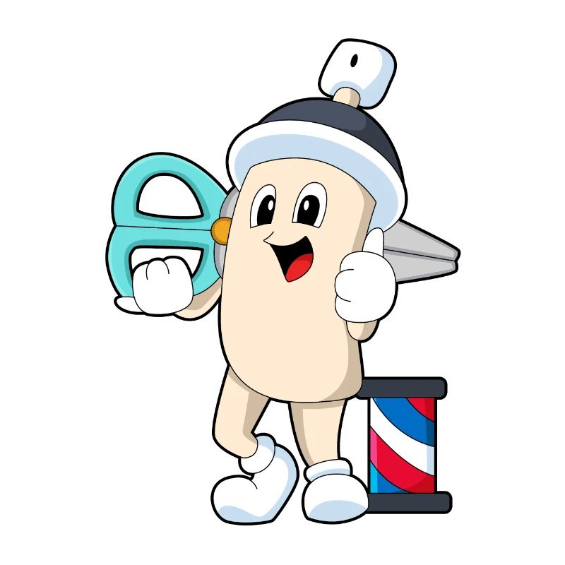 Laque de coiffure comme coiffeur avec des ciseaux