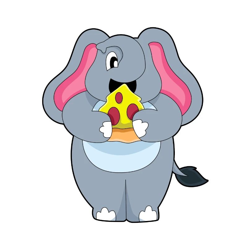Elefant mit Pizza