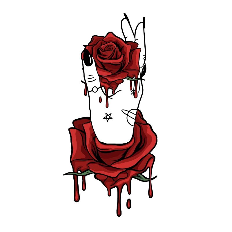 Aesthetic Dark Pattern Hand Bleeding Holding Rose