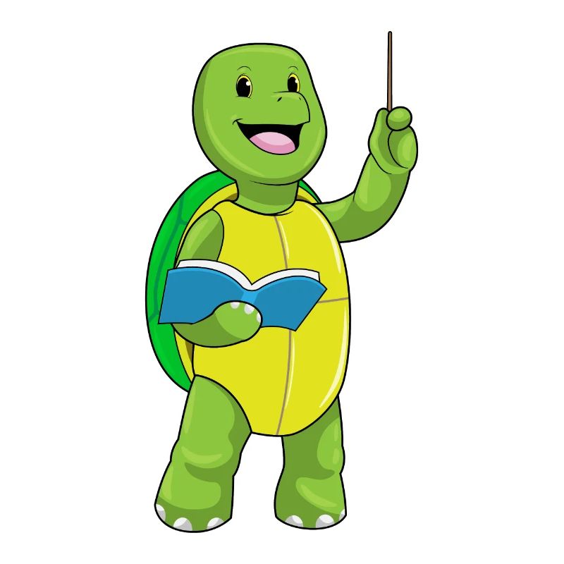 Turtle as a teacher with book & pointer