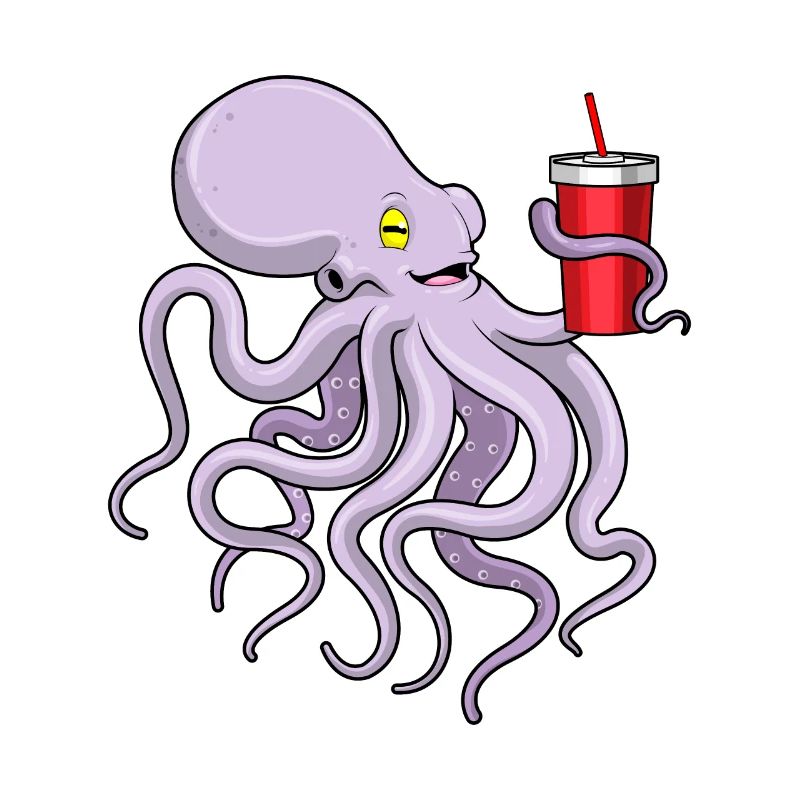 Krake mit Trinkbecher