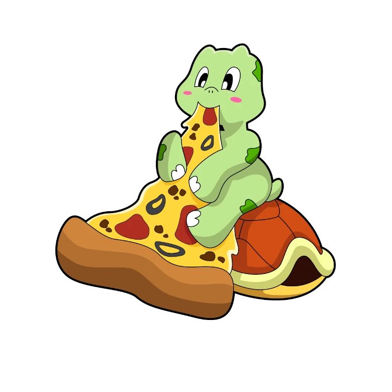 Turtle with pizza
