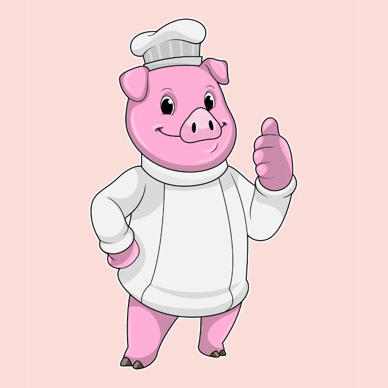 Pig as a cook with a chef's hat