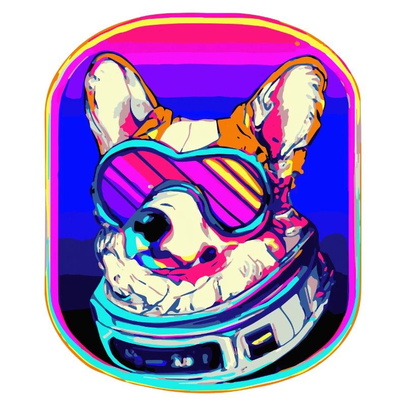 Futuriste Corgi Synthwave Dog Welsh