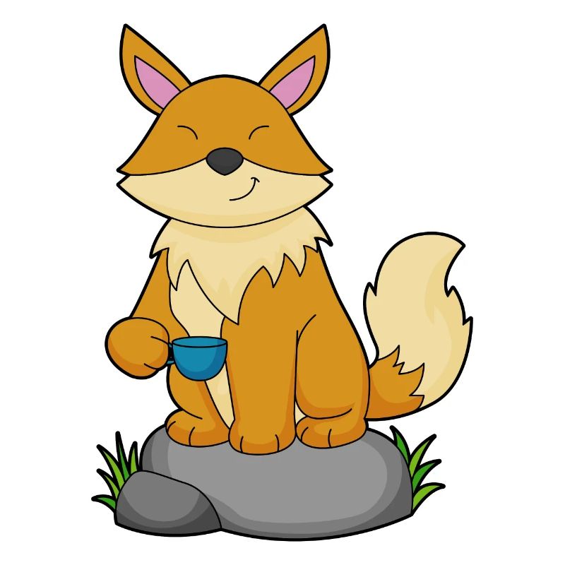 Fuchs mit Kaffeetasse