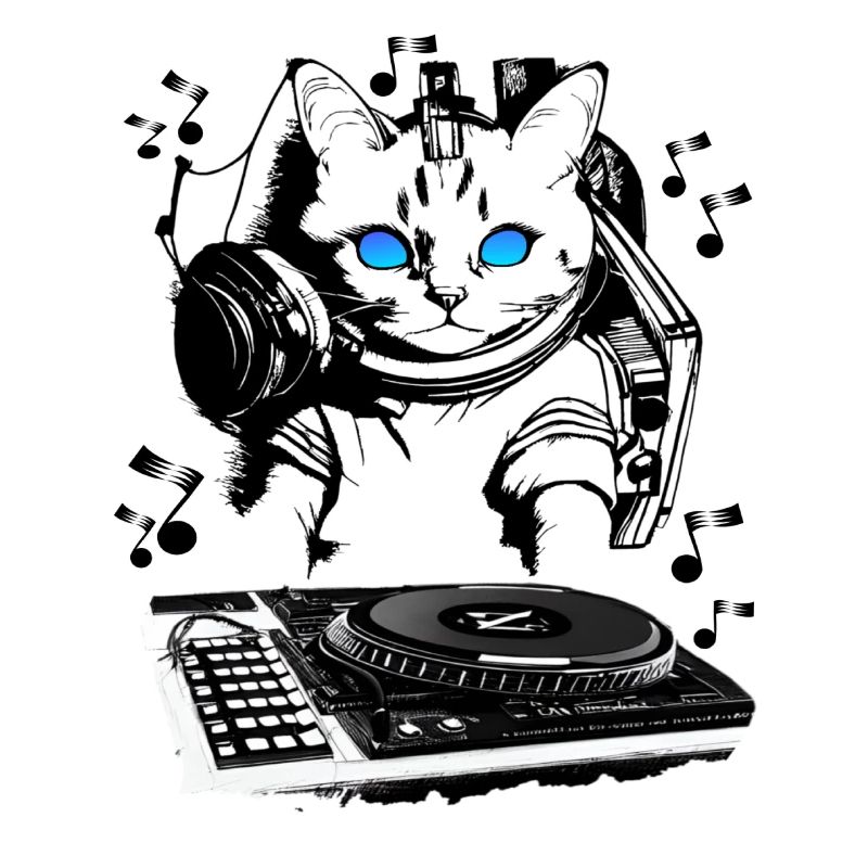 Cat DJ avec table de mixage