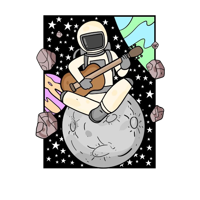 Un astronaute joue de la guitare dans l’espace