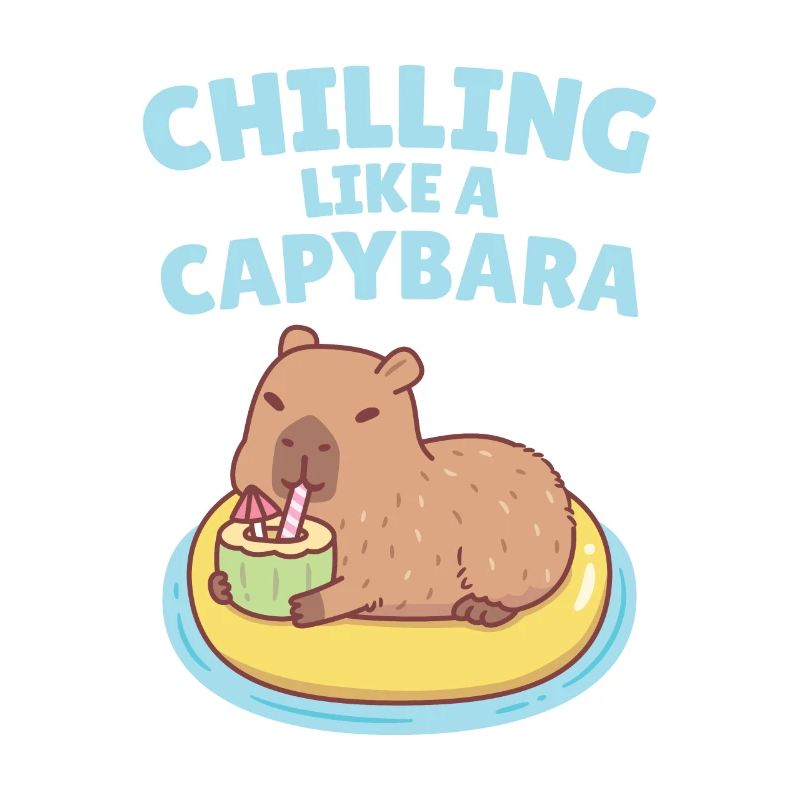 Capybara On Pool Float Chilling Like A Capybara