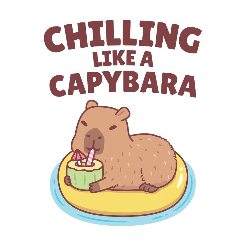 Capybara On Pool Float Chilling Like A Capybara
