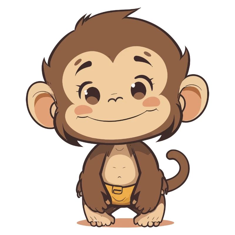Mignon bébé singe - Conception d’animaux de dessin animé mignon