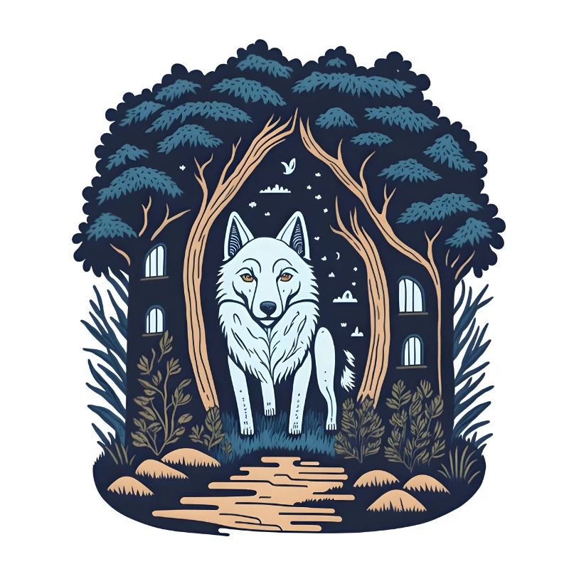 Forest Cottage Cottagecore Wolf