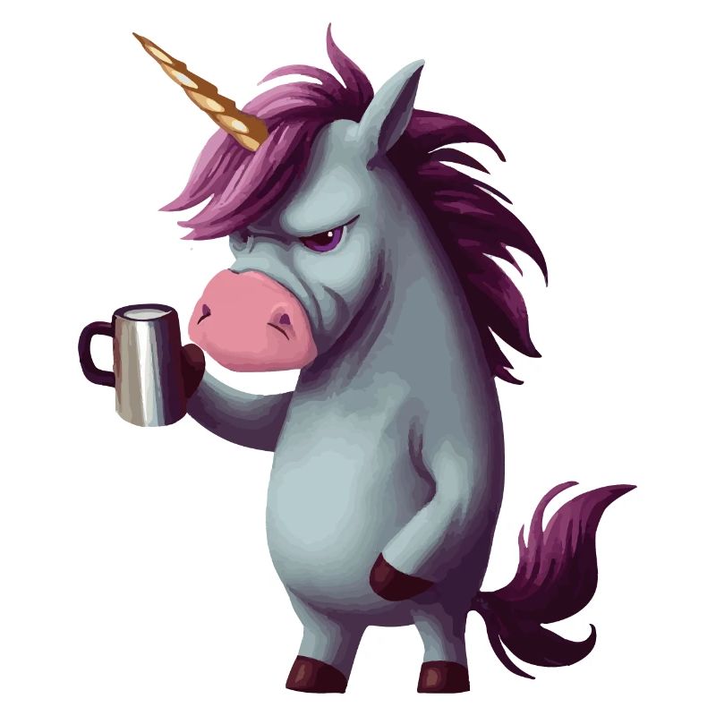 Einhorn mit Kaffeetasse
