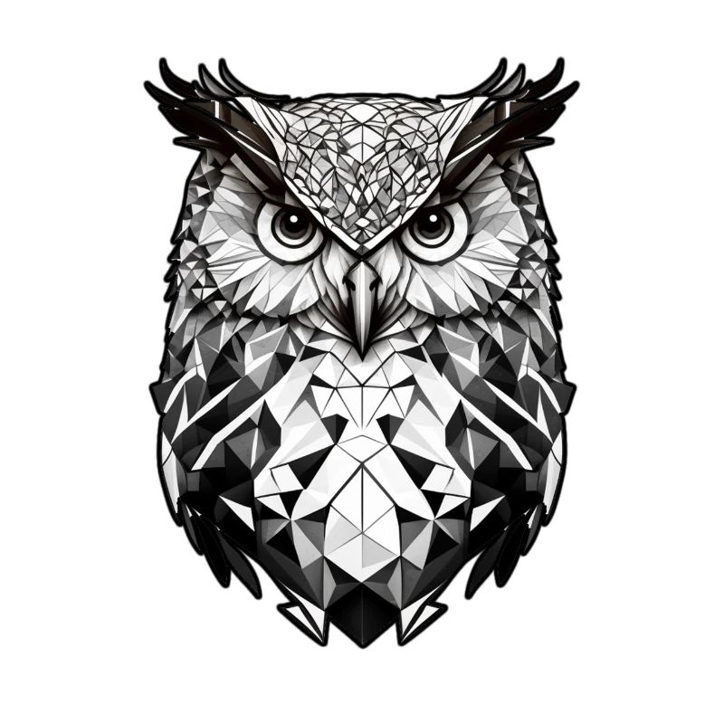 Geometrischer Eulenkopf schwarz weiss