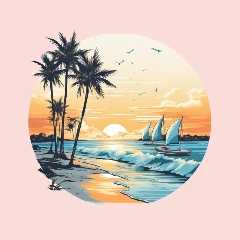 Vibrations de l’océan, vibrations de la plage, coucher de soleil sur la plage, oce