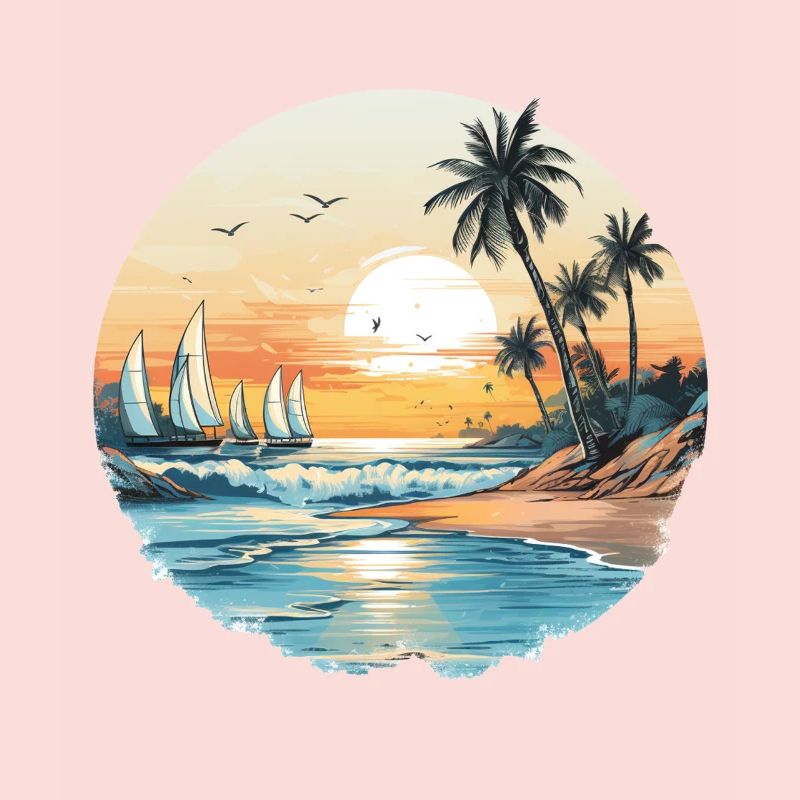 Vibrations de l’océan, vibrations de la plage, coucher de soleil sur la plage, oce